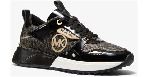 michael kors theo signature runners|Theo Metallic Logo and Patent Leather Trainer .